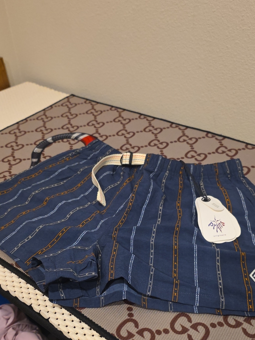 prAna Navy Blue Striped Shorts Womens XXS